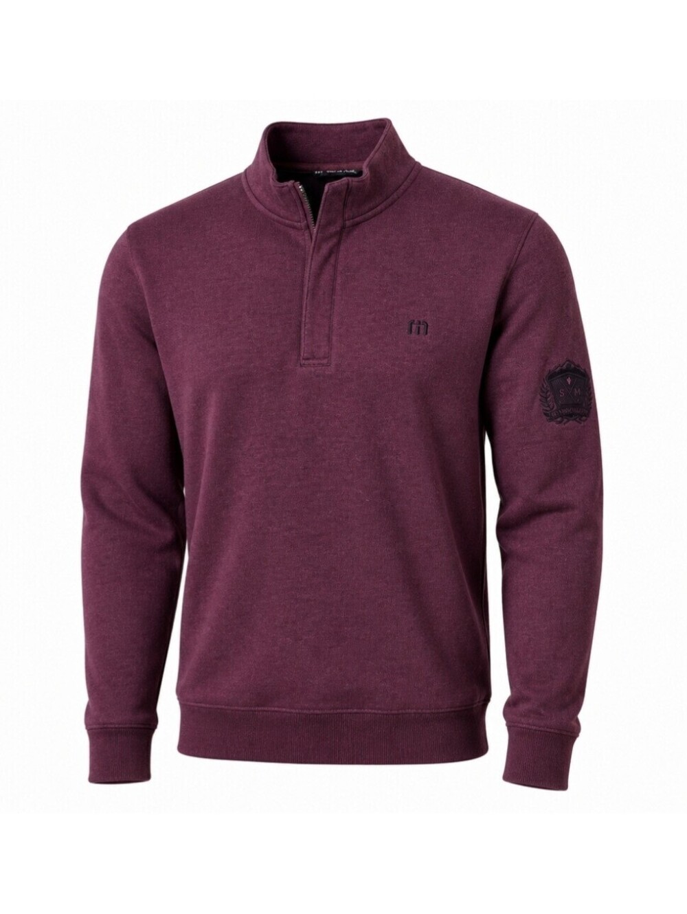 Travis Mathew Quarter Zip Pullover Mens Large Burgundy Heather Golf Sweatshirt